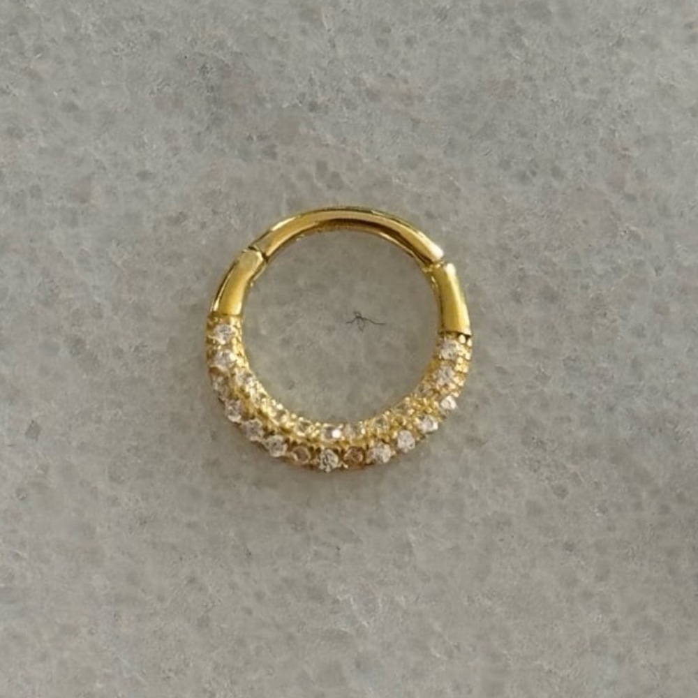 COPY - Gold Crystal Pave Conch Daith Tragus Septum Earring Cartilage Ring Brand…